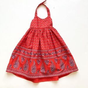 Old Navy red/blue floral print halter dress EUC 2T